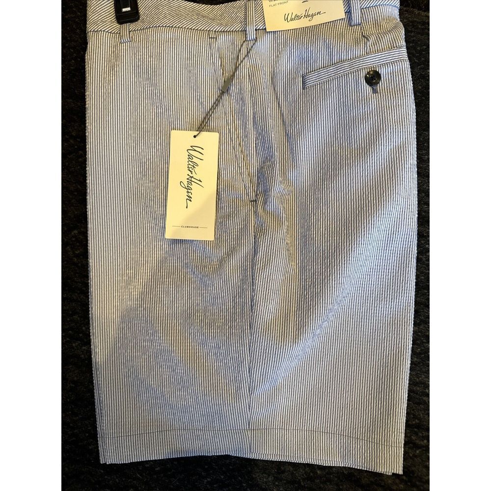 Walter Hagen Shorts Men's Blue Striped 9" Inseam Majors 11 Golf Chino Striped 30